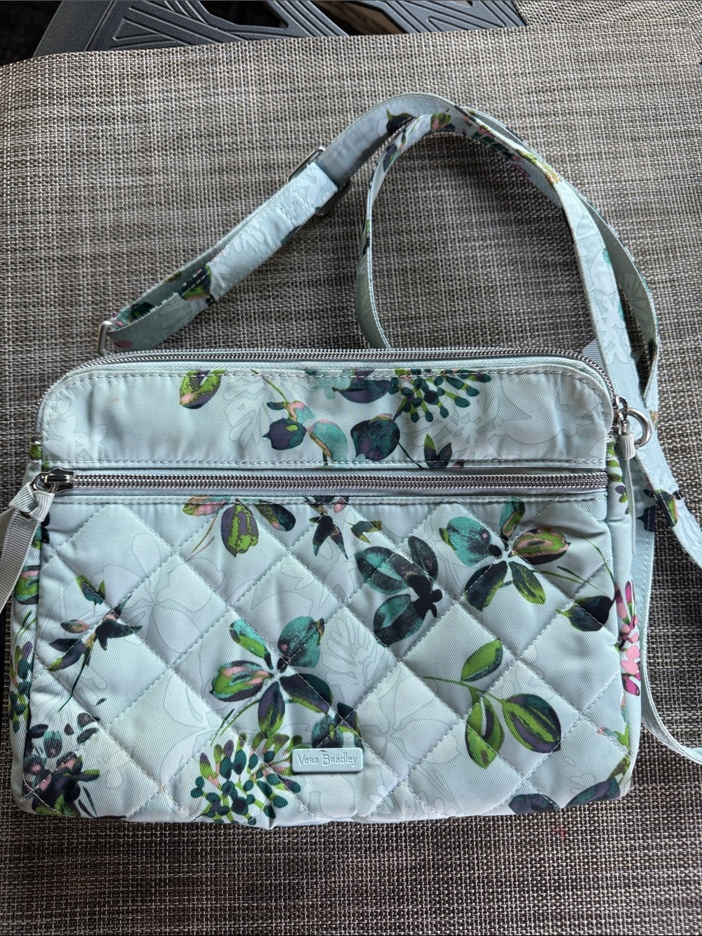 Vera Bradley Mint Floral Quilted Crossbody with Green and Teal Accents